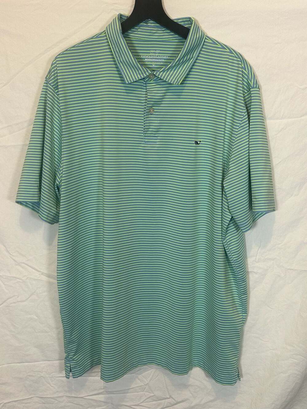 Vineyard Vines Sankaty Performance Polo Size XL Striped Blue Green